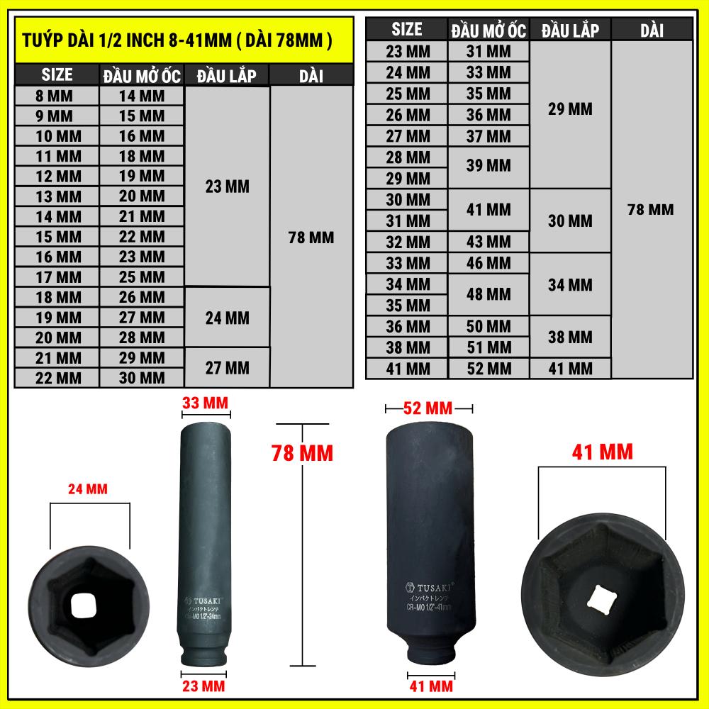 Đầu Tuýp 1/2 Khẩu Dài 78mm