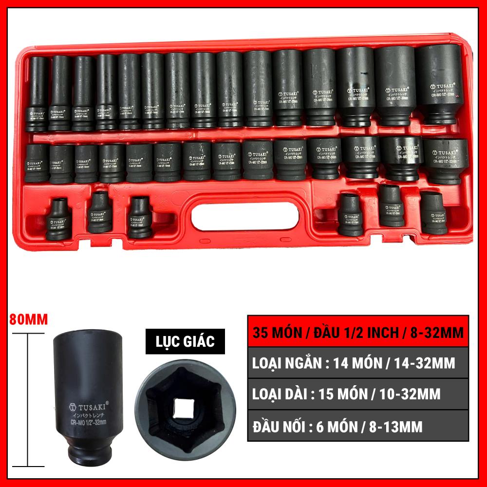 Bộ Típ 35 Chi Tiết 1/2 inch tusaki