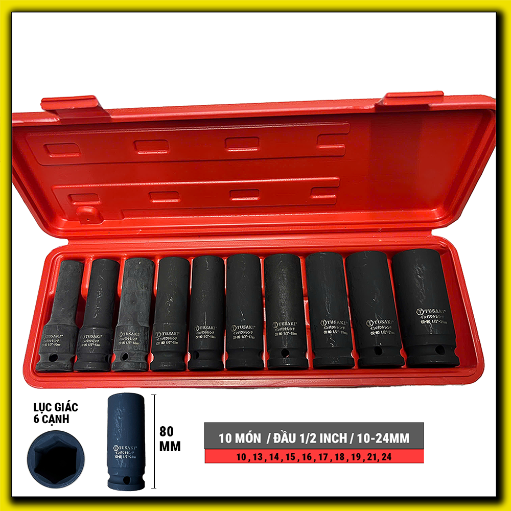 Bộ khẩu típ đen 1/2-78 - lục 6 cạnh - 10 chi tiết